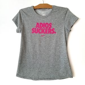 Nike dri-fit gray 'Adios Suckers' fun graphic tee